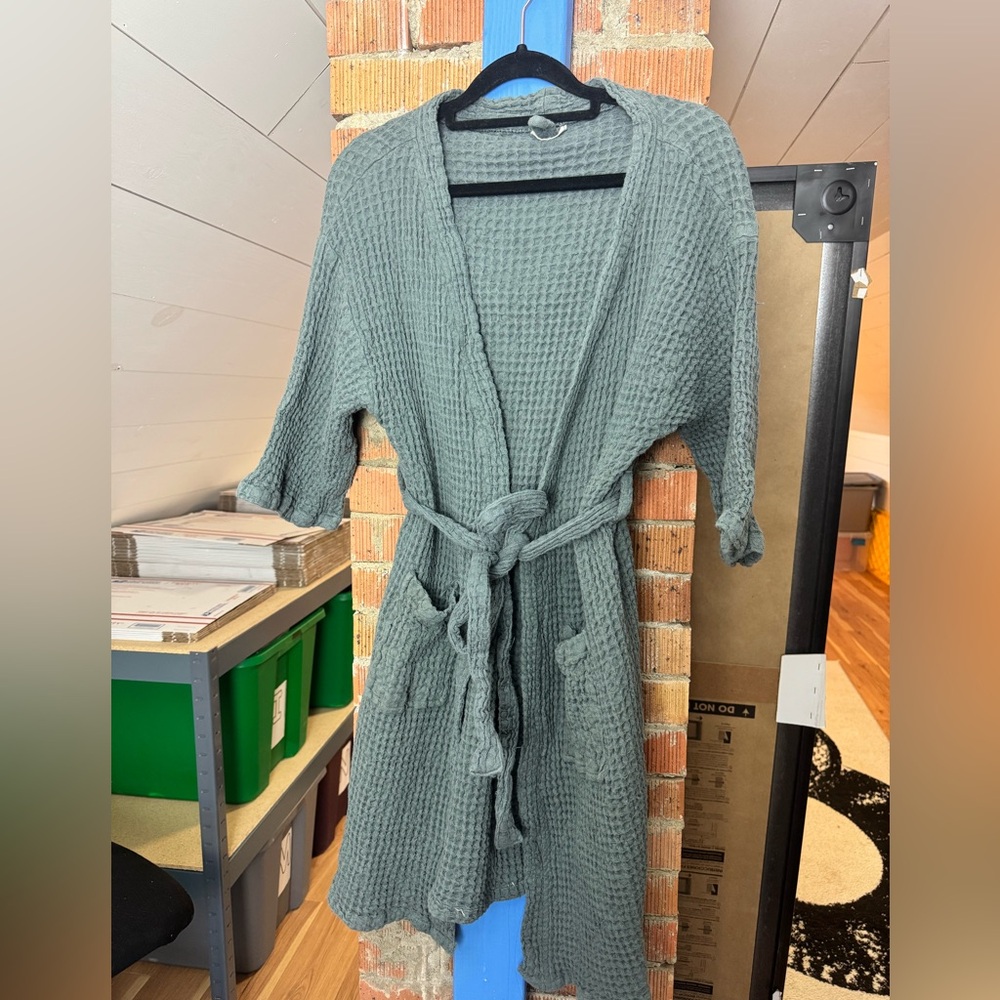 Anthropologie Bathen Waffle Knit Cotton Luxury Robe
